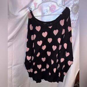 Torrid Black Knit with Pink Heart Accents